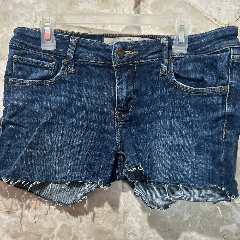 Abercrombie & Fitch Denim Shorts Raw Hem Dark Wash Casual Summer Size‎ 6R